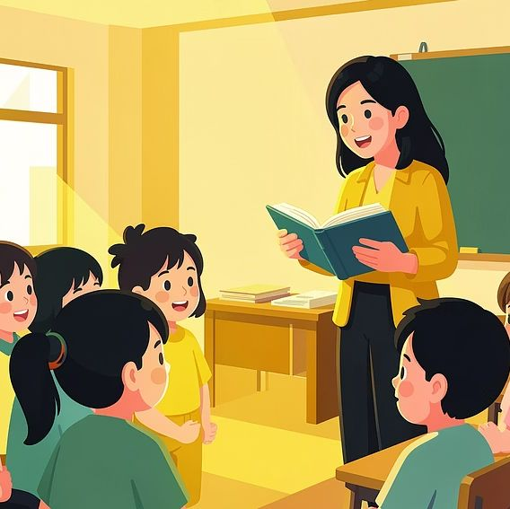 Teacher engaging young learners in a classroom