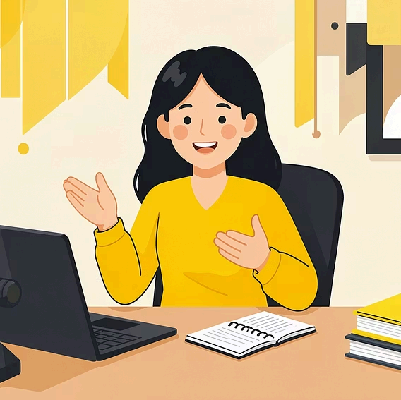 Teacher developing her career at a desk